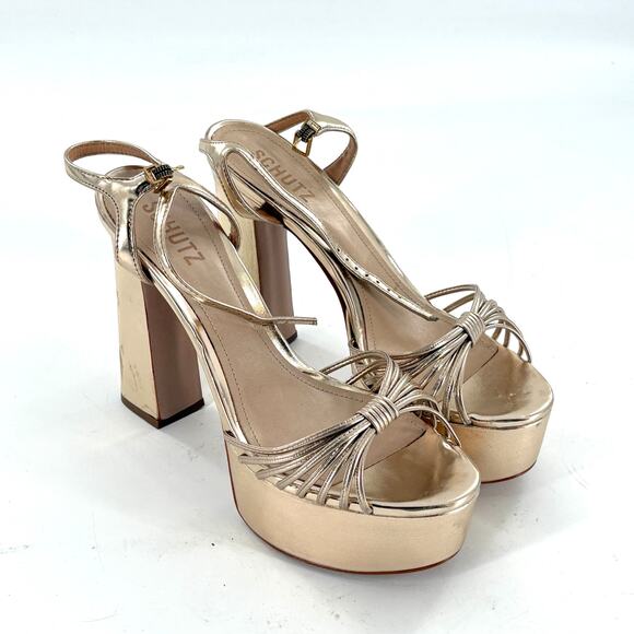 SCHUTZ Gold Platform Heels - Picture 4 of 9